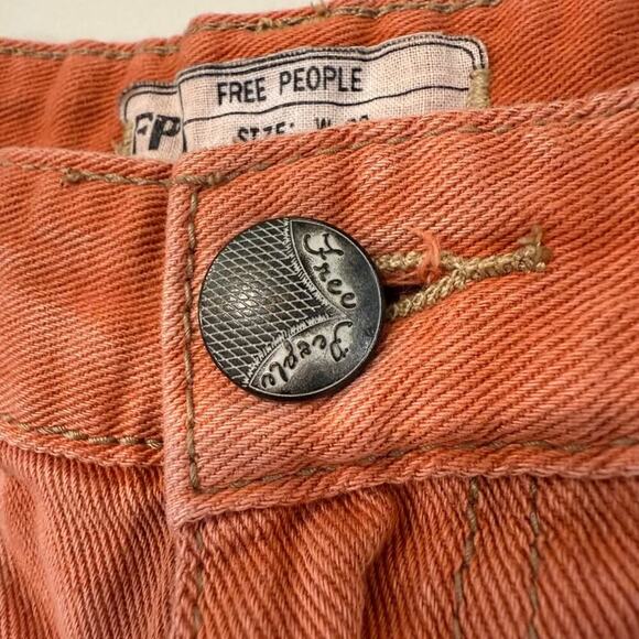 Free People Raw Hem CutOff Denim Jean Shorts Womens 30 Faded Burnt Orange Summer - Picture 3 of 6